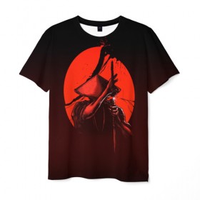 Мужская футболка 3D с принтом Самурай в Кировске, 100% полиэфир | прямой крой, круглый вырез горловины, длина до линии бедер | арт | воин | катана | меч | самурай | солнце