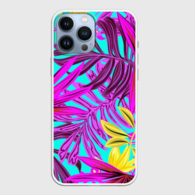 Чехол для iPhone 13 Pro Max с принтом ТРОПИЧЕСКИЙ в Кировске,  |  | bright | colorful | neon | retro | vintage | винтаж | неон | неоновые | пальмы | ретро | ретро неон | тропики | тропические листья