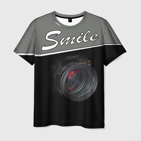 Мужская футболка 3D с принтом Smile в Кировске, 100% полиэфир | прямой крой, круглый вырез горловины, длина до линии бедер | camera | smile | sony | зеркалка | камера | съёмка | улыбочку | фотик | фотоаппарат | фотограф | фотография | фотосъёмка
