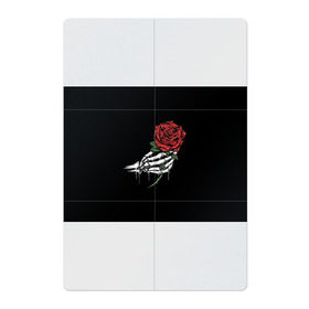 Магнитный плакат 2Х3 с принтом Рука скелета с розой в Кировске, Полимерный материал с магнитным слоем | 6 деталей размером 9*9 см | core | hand | hardcore | skeleton | tatoo | роза | романтика | рука | скелет | тату | цветок | черный фон