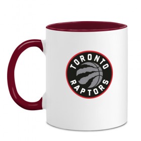 Кружка двухцветная с принтом Toronto Raptors Logo в Кировске, керамика | объем — 330 мл, диаметр — 80 мм. Цветная ручка и кайма сверху, в некоторых цветах — вся внутренняя часть | Тематика изображения на принте: nba | raptors | toronto | toronto raptors | баскетбол | нба | рапторс | рэпторс | спорт | торонто | торонто рапторс | торонто рэпторс