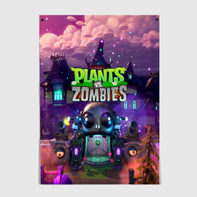 Постер с принтом PLANTS VS ZOMBIES в Кировске, 100% бумага
 | бумага, плотность 150 мг. Матовая, но за счет высокого коэффициента гладкости имеет небольшой блеск и дает на свету блики, но в отличии от глянцевой бумаги не покрыта лаком | garden warfare | pl | plants | plants vs. zombies | plants vs. zombies: garden warfare | popcap | zombies | кактус | картошка | подсолнух | растения против зомби | сад