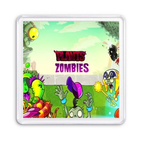 Магнит 55*55 с принтом PLANTS VS ZOMBIES в Кировске, Пластик | Размер: 65*65 мм; Размер печати: 55*55 мм | garden warfare | pl | plants | plants vs. zombies | plants vs. zombies: garden warfare | popcap | zombies | кактус | картошка | подсолнух | растения против зомби | сад