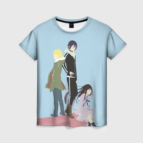 Женская футболка 3D с принтом Yato, Yukine & Hiyori в Кировске, 100% полиэфир ( синтетическое хлопкоподобное полотно) | прямой крой, круглый вырез горловины, длина до линии бедер | ghost | god of calamity | hiyori | iki | noragami | shinki | yato | yatogami | yukine | бездомный бог | бог бедствия | ики | призрак | секки | хиёри | шинки | юки | юкине | юкинэ | ято