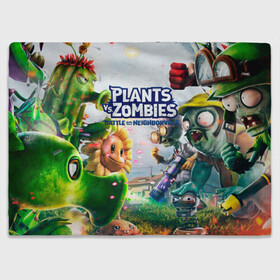 Плед 3D с принтом Plants vs Zombies. в Кировске, 100% полиэстер | закругленные углы, все края обработаны. Ткань не мнется и не растягивается | plants vs zombies | pvz | зомби | игра | растения | растения против зомби