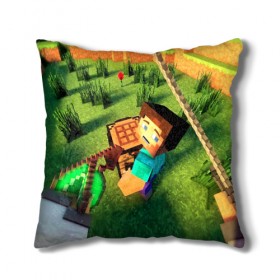 Подушка 3D с принтом MINECRAFT 2019 в Кировске, наволочка – 100% полиэстер, наполнитель – холлофайбер (легкий наполнитель, не вызывает аллергию). | состоит из подушки и наволочки. Наволочка на молнии, легко снимается для стирки | 