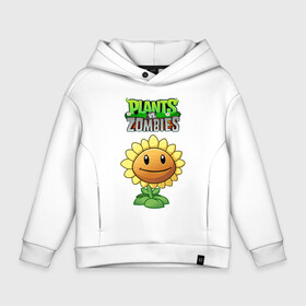 Детское худи Oversize хлопок с принтом PLANTS VS ZOMBIES в Кировске, френч-терри — 70% хлопок, 30% полиэстер. Мягкий теплый начес внутри —100% хлопок | боковые карманы, эластичные манжеты и нижняя кромка, капюшон на магнитной кнопке | Тематика изображения на принте: battle | plants | plants vs zombies | pvsz | vs | zombies | растения против зомби