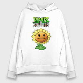 Женское худи Oversize хлопок с принтом PLANTS VS ZOMBIES в Кировске, френч-терри — 70% хлопок, 30% полиэстер. Мягкий теплый начес внутри —100% хлопок | боковые карманы, эластичные манжеты и нижняя кромка, капюшон на магнитной кнопке | battle | plants | plants vs zombies | pvsz | vs | zombies | растения против зомби