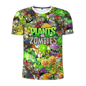 Мужская футболка 3D спортивная с принтом PLANTS VS ZOMBIES в Кировске, 100% полиэстер с улучшенными характеристиками | приталенный силуэт, круглая горловина, широкие плечи, сужается к линии бедра | battle | plants | plants vs zombies | pvsz | vs | zombies | растения против зомби