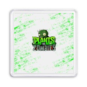 Магнит 55*55 с принтом Plants vs. Zombies в Кировске, Пластик | Размер: 65*65 мм; Размер печати: 55*55 мм | plants vs. zombies | зомби | игра | компьютерная игра | против | растения | растения против зомби