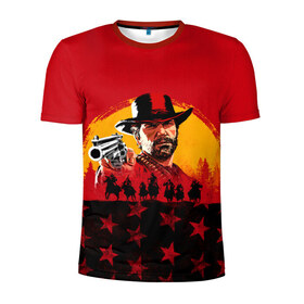 Мужская футболка 3D спортивная с принтом Red Dead Redemption 2 в Кировске, 100% полиэстер с улучшенными характеристиками | приталенный силуэт, круглая горловина, широкие плечи, сужается к линии бедра | dead | rdr | rdr2 | red | redemption | артур | банда | бандиты | вестерн | дикий запад | ковбои | морган | сша