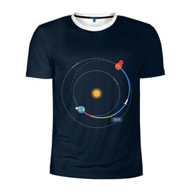 Мужская футболка 3D спортивная с принтом Земля - Марс в Кировске, 100% полиэстер с улучшенными характеристиками | приталенный силуэт, круглая горловина, широкие плечи, сужается к линии бедра | 2022 | cat | elon | galaxy | mars | moon | musk | nasa | space | spacex | tesla | вселенная | галактика | звезды | илон | космонавт | космос | луна | марс | маск | наса | скафандр | тесла