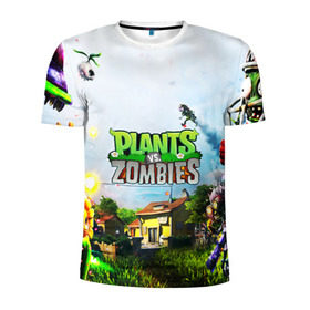 Мужская футболка 3D спортивная с принтом PLANTS VS. ZOMBIES в Кировске, 100% полиэстер с улучшенными характеристиками | приталенный силуэт, круглая горловина, широкие плечи, сужается к линии бедра | garden warfare | plants | plants vs. zombies | plants vs. zombies: garden warfare | popcap | zombies | кактус | картошка | подсолнух | растения против зомби | сад