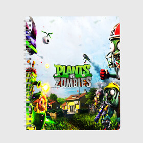 Тетрадь с принтом PLANTS VS ZOMBIES в Кировске, 100% бумага | 48 листов, плотность листов — 60 г/м2, плотность картонной обложки — 250 г/м2. Листы скреплены сбоку удобной пружинной спиралью. Уголки страниц и обложки скругленные. Цвет линий — светло-серый
 | garden warfare | plants | plants vs. zombies | plants vs. zombies: garden warfare | popcap | zombies | кактус | картошка | подсолнух | растения против зомби | сад