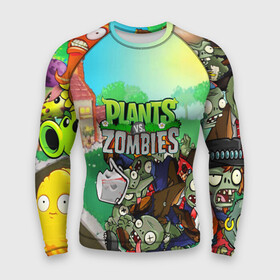 Мужской рашгард 3D с принтом PLANTS VS. ZOMBIES в Кировске,  |  | garden warfare | plants | plants vs. zombies | plants vs. zombies: garden warfare | popcap | zombies | кактус | картошка | подсолнух | растения против зомби | сад