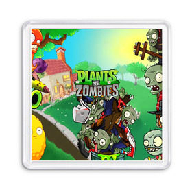 Магнит 55*55 с принтом PLANTS VS. ZOMBIES в Кировске, Пластик | Размер: 65*65 мм; Размер печати: 55*55 мм | garden warfare | plants | plants vs. zombies | plants vs. zombies: garden warfare | popcap | zombies | кактус | картошка | подсолнух | растения против зомби | сад