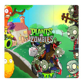 Магнитный плакат 3Х3 с принтом PLANTS VS. ZOMBIES в Кировске, Полимерный материал с магнитным слоем | 9 деталей размером 9*9 см | garden warfare | plants | plants vs. zombies | plants vs. zombies: garden warfare | popcap | zombies | кактус | картошка | подсолнух | растения против зомби | сад