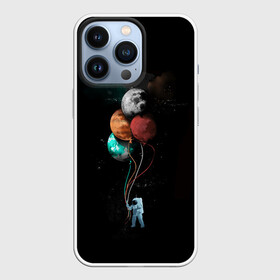 Чехол для iPhone 13 Pro с принтом Космонавт с шариками в Кировске,  |  | cat | elon | galaxy | mars | moon | musk | nasa | space | spacex | вселенная | галактика | звезды | илон | космонавт | космос | луна | марс | маск | наса | скафандр