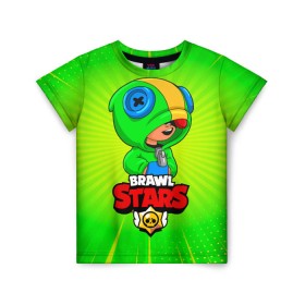 Детская футболка 3D с принтом BRAWL STARS LEON в Кировске, 100% гипоаллергенный полиэфир | прямой крой, круглый вырез горловины, длина до линии бедер, чуть спущенное плечо, ткань немного тянется | brawl stars | leon