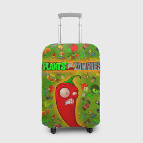 Чехол для чемодана 3D с принтом Plants vs Zombies в Кировске, 86% полиэфир, 14% спандекс | двустороннее нанесение принта, прорези для ручек и колес | plant | zombies | зомби | растения | растения против зомби