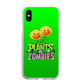 Чехол для iPhone XS Max матовый с принтом PLANTS VS ZOMBIES в Кировске, Силикон | Область печати: задняя сторона чехла, без боковых панелей | battle | plants | plants vs zombies | pvsz | vs | zombies | растения против зомби