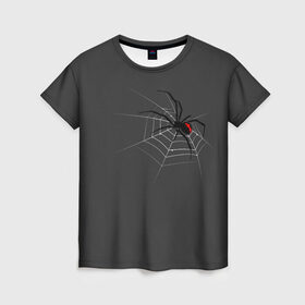 Женская футболка 3D с принтом Паук в Кировске, 100% полиэфир ( синтетическое хлопкоподобное полотно) | прямой крой, круглый вырез горловины, длина до линии бедер | animal | animals | poison | spider | venom | вдова | животные | каракурт | паук | паутина | паучок | черная | черная вдова | яд