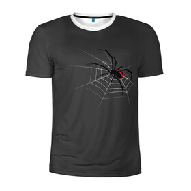 Мужская футболка 3D спортивная с принтом Паук в Кировске, 100% полиэстер с улучшенными характеристиками | приталенный силуэт, круглая горловина, широкие плечи, сужается к линии бедра | Тематика изображения на принте: animal | animals | poison | spider | venom | вдова | животные | каракурт | паук | паутина | паучок | черная | черная вдова | яд