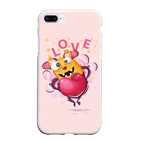 Чехол для iPhone 7Plus/8 Plus матовый с принтом LOVE в Кировске, Силикон | Область печати: задняя сторона чехла, без боковых панелей | Тематика изображения на принте: bee | bright | cool | funny | heart | веселый | забавный | прикольный | пчелка | сердце | яркий