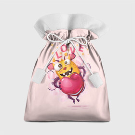 Подарочный 3D мешок с принтом LOVE в Кировске, 100% полиэстер | Размер: 29*39 см | Тематика изображения на принте: bee | bright | cool | funny | heart | веселый | забавный | прикольный | пчелка | сердце | яркий