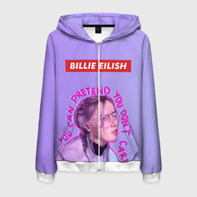 Мужская толстовка 3D на молнии с принтом BILLIE EILISH в Кировске, 100% полиэстер | длина до линии бедра, манжеты и пояс оформлены мягкой тканевой резинкой, двухслойный капюшон со шнурком для регулировки, спереди молния, по бокам два кармана | bad guy | billie | eilish | ocean eyes | айлиш | билли | девушка | певица | эйлиш