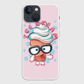 Чехол для iPhone 13 mini с принтом ICE CREAM в Кировске,  |  | bright | funny | ice cream | sweet | веселый | мороженое | очки | прикольный | сладкое | яркий забавный