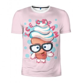 Мужская футболка 3D спортивная с принтом ICE CREAM в Кировске, 100% полиэстер с улучшенными характеристиками | приталенный силуэт, круглая горловина, широкие плечи, сужается к линии бедра | bright | funny | ice cream | sweet | веселый | мороженое | очки | прикольный | сладкое | яркий забавный