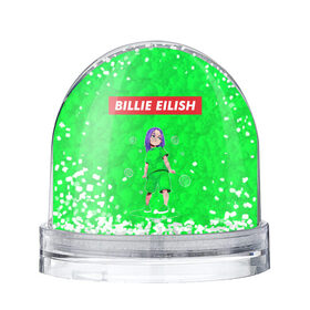 Снежный шар с принтом BILLIE EILISH GREEN в Кировске, Пластик | Изображение внутри шара печатается на глянцевой фотобумаге с двух сторон | bad guy | billie | eilish | ocean eyes | айлиш | билли | девушка | певица | эйлиш