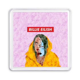 Магнит 55*55 с принтом BILLIE EILISH в Кировске, Пластик | Размер: 65*65 мм; Размер печати: 55*55 мм | Тематика изображения на принте: bad guy | billie | eilish | ocean eyes | айлиш | билли | девушка | певица | эйлиш