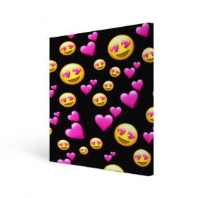 Холст квадратный с принтом ВЛЮБЛЕННЫЕ СМАЙЛИКИ в Кировске, 100% ПВХ |  | emoji | настроение | позитив | смайлики | смайлы | стикеры | текстура смайл | улыбки | фон смайл | эмодзи