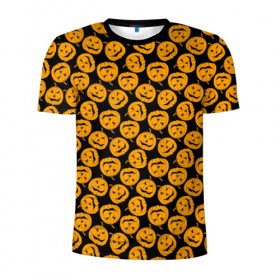 Мужская футболка 3D спортивная с принтом pumpkins в Кировске, 100% полиэстер с улучшенными характеристиками | приталенный силуэт, круглая горловина, широкие плечи, сужается к линии бедра | 