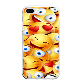 Чехол для iPhone 7Plus/8 Plus матовый с принтом emoji в Кировске, Силикон | Область печати: задняя сторона чехла, без боковых панелей | emoji | настроение | позитив | смайлики | смайлы | стикеры | текстура смайл | улыбки | фон смайл | эмодзи