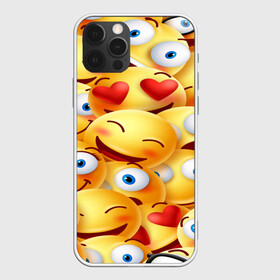 Чехол для iPhone 12 Pro с принтом emoji в Кировске, силикон | область печати: задняя сторона чехла, без боковых панелей | emoji | настроение | позитив | смайлики | смайлы | стикеры | текстура смайл | улыбки | фон смайл | эмодзи