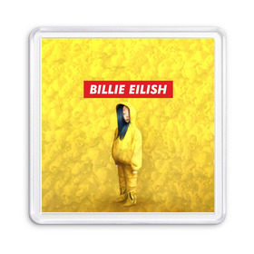 Магнит 55*55 с принтом BILLIE EILISH Yellow в Кировске, Пластик | Размер: 65*65 мм; Размер печати: 55*55 мм | Тематика изображения на принте: 