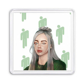 Магнит 55*55 с принтом BILLIE EILISH в Кировске, Пластик | Размер: 65*65 мм; Размер печати: 55*55 мм | Тематика изображения на принте: bad guy | billie | eilish | ocean eyes | айлиш | билли | девушка | певица | эйлиш