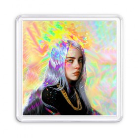 Магнит 55*55 с принтом BILLIE EILISH в Кировске, Пластик | Размер: 65*65 мм; Размер печати: 55*55 мм | bad guy | billie | eilish | ocean eyes | айлиш | билли | девушка | певица | эйлиш