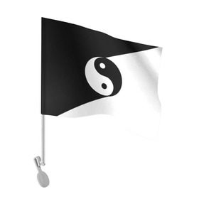Флаг для автомобиля с принтом Инь - янь (#1) в Кировске, 100% полиэстер | Размер: 30*21 см | black | signs | white. | ying   yang | белый | знаки | инь   янь | чёрный