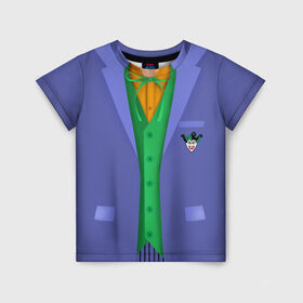 Детская футболка 3D с принтом Joker в Кировске, 100% гипоаллергенный полиэфир | прямой крой, круглый вырез горловины, длина до линии бедер, чуть спущенное плечо, ткань немного тянется | batman | costume | harley | harley quinn | joker | quinn | бетмен | джокер | квинн | костюм джокера | костюм харли | харли | харли квинн