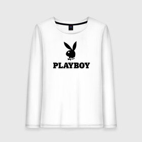 Женский лонгслив хлопок с принтом Playboy в Кировске, 100% хлопок |  | brazzers | cекс | merch | new sensations | playboy | private | tushy | бразерс | мерч | плейбой