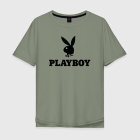 Мужская футболка хлопок Oversize с принтом Playboy в Кировске, 100% хлопок | свободный крой, круглый ворот, “спинка” длиннее передней части | brazzers | cекс | merch | new sensations | playboy | private | tushy | бразерс | мерч | плейбой