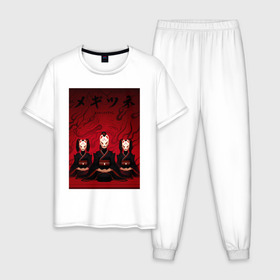 Мужская пижама хлопок с принтом Babymetal art в Кировске, 100% хлопок | брюки и футболка прямого кроя, без карманов, на брюках мягкая резинка на поясе и по низу штанин
 | heavy | japan | kawaii | metal | music | rock | кавай | метал | музыка | рок | хэви | япония