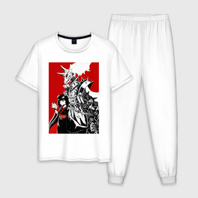 Мужская пижама хлопок с принтом Babymetal fan art в Кировске, 100% хлопок | брюки и футболка прямого кроя, без карманов, на брюках мягкая резинка на поясе и по низу штанин
 | heavy | japan | kawaii | metal | music | rock | кавай | метал | музыка | рок | хэви | япония