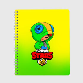 Тетрадь с принтом BRAWL STARS LEON в Кировске, 100% бумага | 48 листов, плотность листов — 60 г/м2, плотность картонной обложки — 250 г/м2. Листы скреплены сбоку удобной пружинной спиралью. Уголки страниц и обложки скругленные. Цвет линий — светло-серый
 | brawl stars | leon | бравл старз