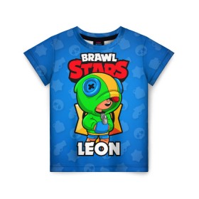 Детская футболка 3D с принтом BRAWL STARS LEON в Кировске, 100% гипоаллергенный полиэфир | прямой крой, круглый вырез горловины, длина до линии бедер, чуть спущенное плечо, ткань немного тянется | brawl stars | leon | бравл старз
