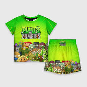 Детский костюм с шортами 3D с принтом PLANTS VS ZOMBIES в Кировске,  |  | plants and zombies | plants vs zombies | зомби | игры | растения | растения против зомби